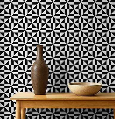 S4Sassy Vinyl Abstract Black Wallpaper(L x W: 914 cm x 63 cm)