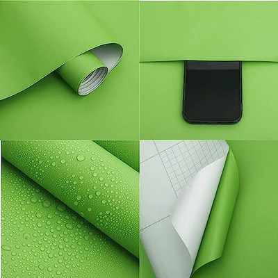 WELLSHIP Vinyl Abstract Green Wallpaper(L x W: 160.02 cm x 60 cm)