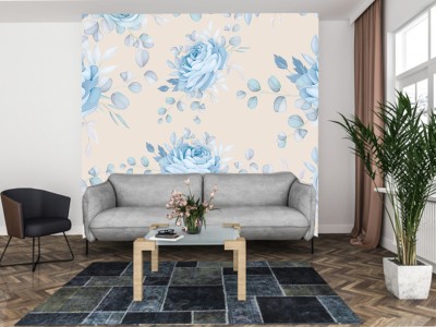 RudraPrinting Decorative Pink, Blue Wallpaper(126 cm x 40 cm)