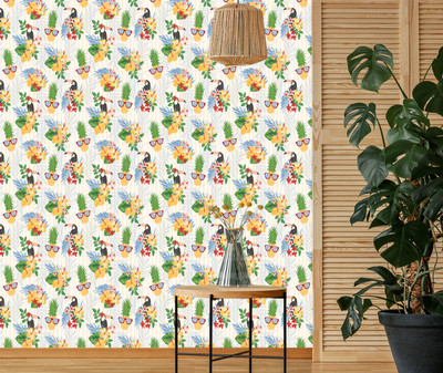 ASA PRINT SOLUTION Floral & Botanical Multicolor Wallpaper(228 cm x 40 cm)