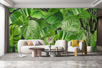 Zedexgraphics Vinyl Floral & Botanical Green, Black Wallpaper(L x W: 245 cm x 40 cm)