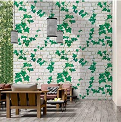 heeva creation Abstract White, Green Wallpaper(500 cm x 45 cm)