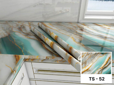VRAJGLOBAL Vinyl Abstract Gold, Blue Wallpaper(L x W: 60 cm x 200 cm, Pack of 3)