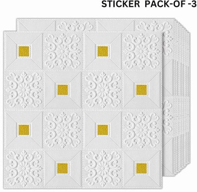 KESHAVART Vinyl Abstract White Wallpaper(L x W: 78.74 cm x 70 cm, Pack of 3)