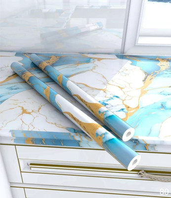 VRAJGLOBAL Vinyl Abstract Gold Wallpaper(L x W: 60 cm x 200 cm, Pack of 2)