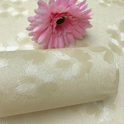 Wolpin PVC Floral & Botanical Beige Wallpaper(L x W: 300 cm x 60 cm)