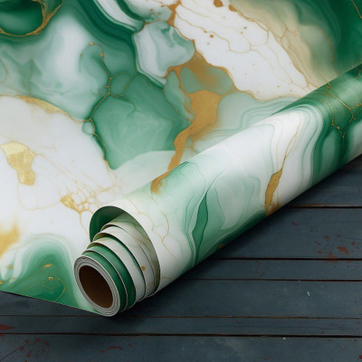 NestWise Vinyl Abstract Green, White Wallpaper(L x W: 200 cm x 60 cm)