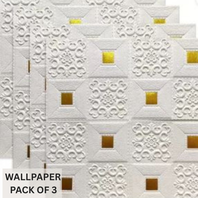 Saffrondecors Vinyl Classics White Wallpaper(L x W: 76.2 cm x 68.58 cm, Pack of 3)