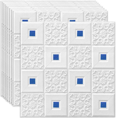 BDM Vinyl Abstract White, Blue Wallpaper(L x W: 70 cm x 77 cm)