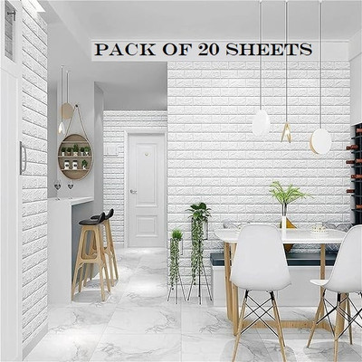 RedBloom Embossed Decorative White Wallpaper(L x W: 77 cm x 70 cm, Pack of 20)
