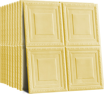 metreno Paper, Fabric Decorative Yellow Wallpaper(L x W: 70 cm x 70 cm, Pack of 2)