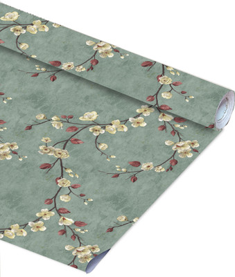 Adakriti Creations Paper Abstract Green Wallpaper(L x W: 500 cm x 45 cm)