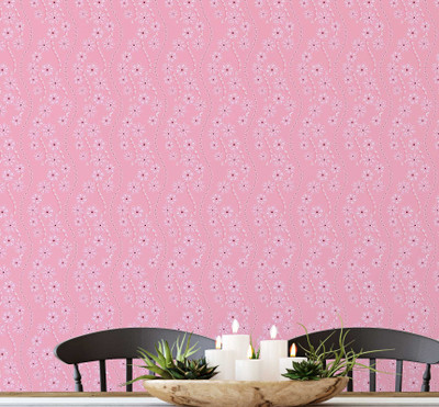 S4Sassy Vinyl Floral & Botanical Pink Wallpaper(L x W: 914 cm x 63 cm)