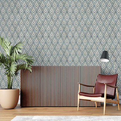 texoro Vinyl Abstract Blue, Beige Wallpaper(L x W: 230 cm x 45 cm)