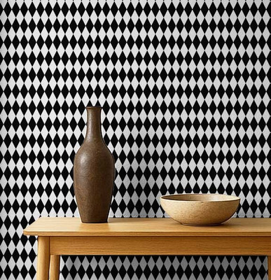 S4Sassy Vinyl Abstract Black Wallpaper(L x W: 304 cm x 63 cm)