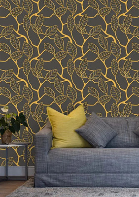 Design Studio Paper Floral & Botanical Grey Wallpaper(L x W: 1000 cm x 53 cm)