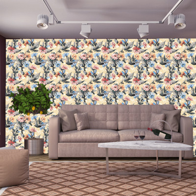 WallDaddy 300 cm Texture Flower Self Adhesive Sticker(Pack of 1)
