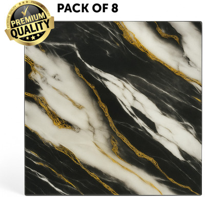 VRTREND PVC Abstract Black Wallpaper(L x W: 30 cm x 30 cm, Pack of 8)