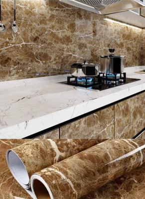 FEELPZONE Vinyl Abstract Brown Wallpaper(L x W: 243.84 cm x 60.96 cm)