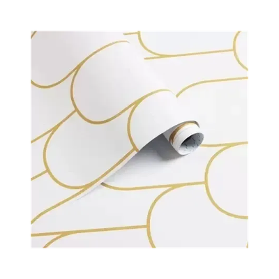 Wollzo 500 cm x 45 cm Waterproof Decorative Vinyl Wallpaper(White, Gold)
