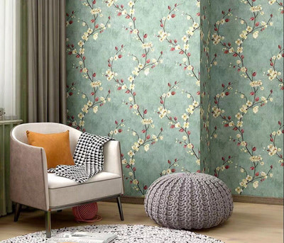 ASSBRI COLLECTION Paper Decorative Yellow Wallpaper(L x W: 45 cm x 600 cm)