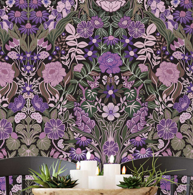 S4Sassy Vinyl Floral & Botanical Multicolor Wallpaper(L x W: 152 cm x 63 cm)