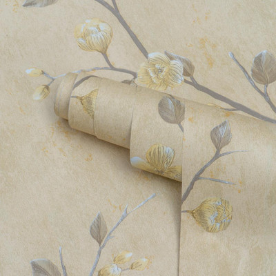 Wallmonks Vinyl Floral & Botanical Yellow Wallpaper(L x W: 100 cm x 45 cm)