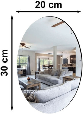 ALIGZA 30 cm Oval Shape Adhesive Mirror Sticker for Wall, Tiles Bedroom, Living Room Mirror Double-sided Sticker(Pack of 1)