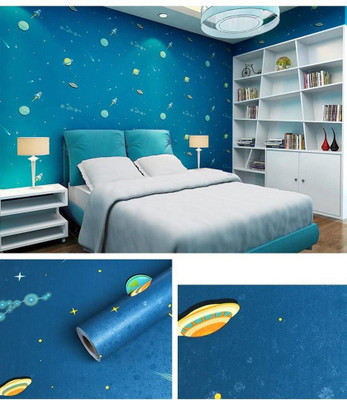 FLIPZONE Vinyl Decorative Blue Wallpaper(L x W: 304.8 cm x 45.72 cm)