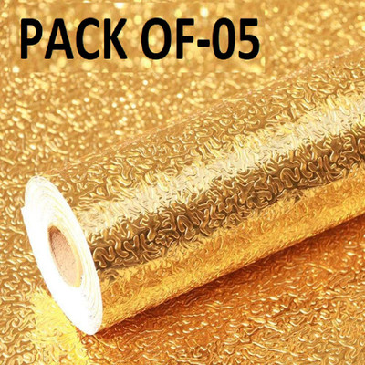 STARKENDY Foils Abstract Gold Wallpaper(L x W: 200 cm x 60 cm, Pack of 5)