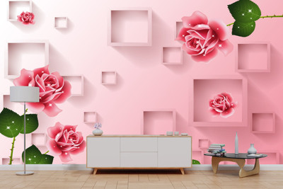 Guru Production Vinyl Floral & Botanical Pink Wallpaper(L x W: 304 cm x 40 cm)