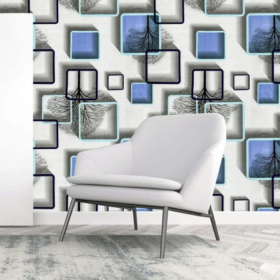 ASSBRI COLLECTIONS Vinyl Decorative Blue, Black, White Wallpaper(L x W: 400 cm x 45 cm)