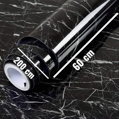 Prixzon 12000 cm Black Marble Wallpaper for self Adhesive Stickers Waterproof Wallpaper 60x200cm Self Adhesive Sticker(Pack of 1)