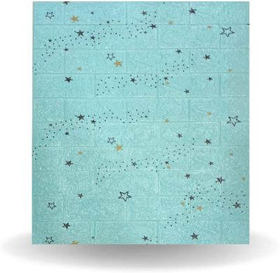 Ansari Decor Vinyl Decorative Blue Wallpaper(L x W: 70 cm x 77 cm, Pack of 5)