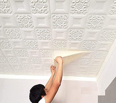 Peijinsart Vinyl Decorative White Wallpaper(L x W: 70 cm x 70 cm)