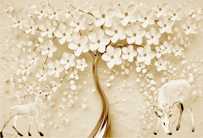 PR DESIGN SOLUTION Animals Beige Wallpaper(91 cm x 60 cm)