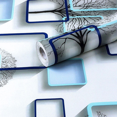 WALLSNMORE Vinyl Decorative White, Blue Wallpaper(L x W: 45 cm x 500 cm)