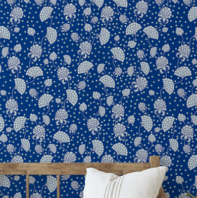 S4Sassy Vinyl Floral & Botanical Blue Wallpaper(L x W: 152 cm x 63 cm)