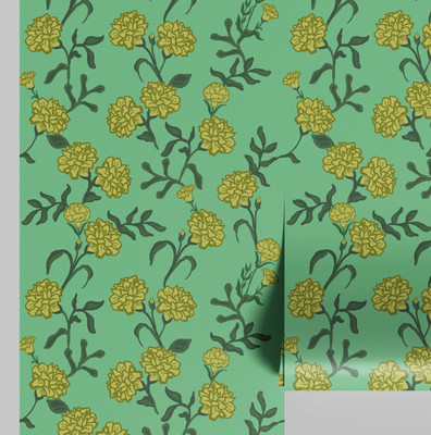 S4Sassy Vinyl Floral & Botanical Green Wallpaper(L x W: 609 cm x 63 cm)