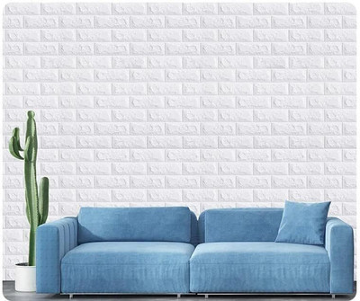 Ingorala Vinyl Decorative White Wallpaper(L x W: 77 cm x 77 cm)