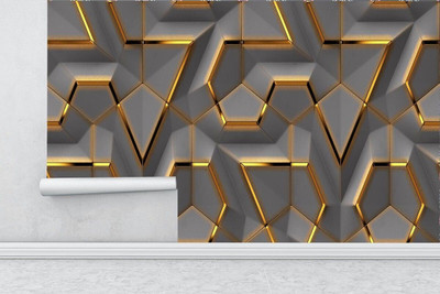 CozyDecor Vinyl Abstract Grey, Gold Wallpaper(L x W: 500 cm x 45 cm)