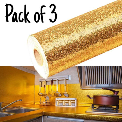 ambdded Vinyl Decorative Gold Wallpaper(L x W: 200 cm x 60 cm, Pack of 3)