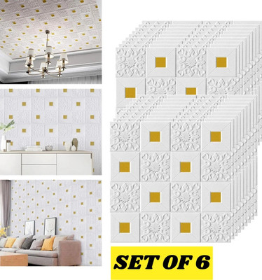 Ashmakam Vinyl Architecture White Wallpaper(L x W: 70 cm x 77 cm, Pack of 6)