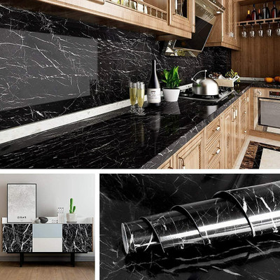 CRAZE IMPEX Abstract Black Wallpaper(200 cm x 60 cm)