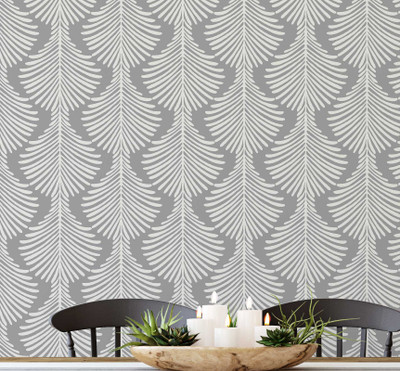 S4Sassy Vinyl Floral & Botanical Grey Wallpaper(L x W: 304 cm x 63 cm)