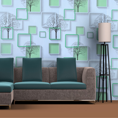 HOMEMATES 304.8 cm Green Geometric pattern Removable Waterproof Wallpaper Self Adhesive Sticker(Pack of 2)