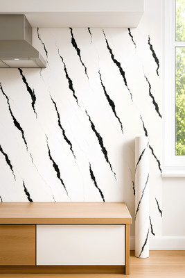 Floppy Vinyl Decorative White, Black Wallpaper(L x W: 60 cm x 200 cm)
