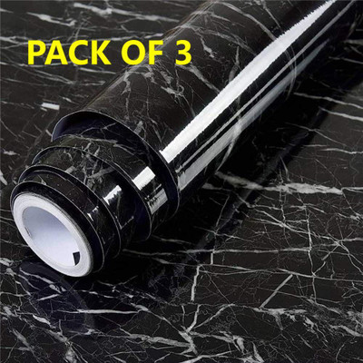 jiyuniyu Vinyl Classics Black Wallpaper(L x W: 200 cm x 60 cm, Pack of 3)