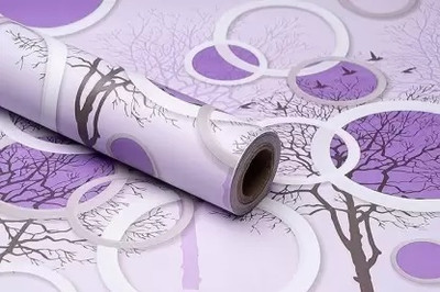 Uratech Vinyl Decorative Purple Wallpaper(L x W: 1000 cm x 45 cm)