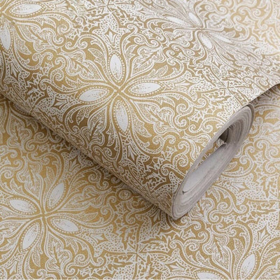 Jas Enterprise Vinyl Floral & Botanical Gold Wallpaper(L x W: 250 cm x 45 cm)